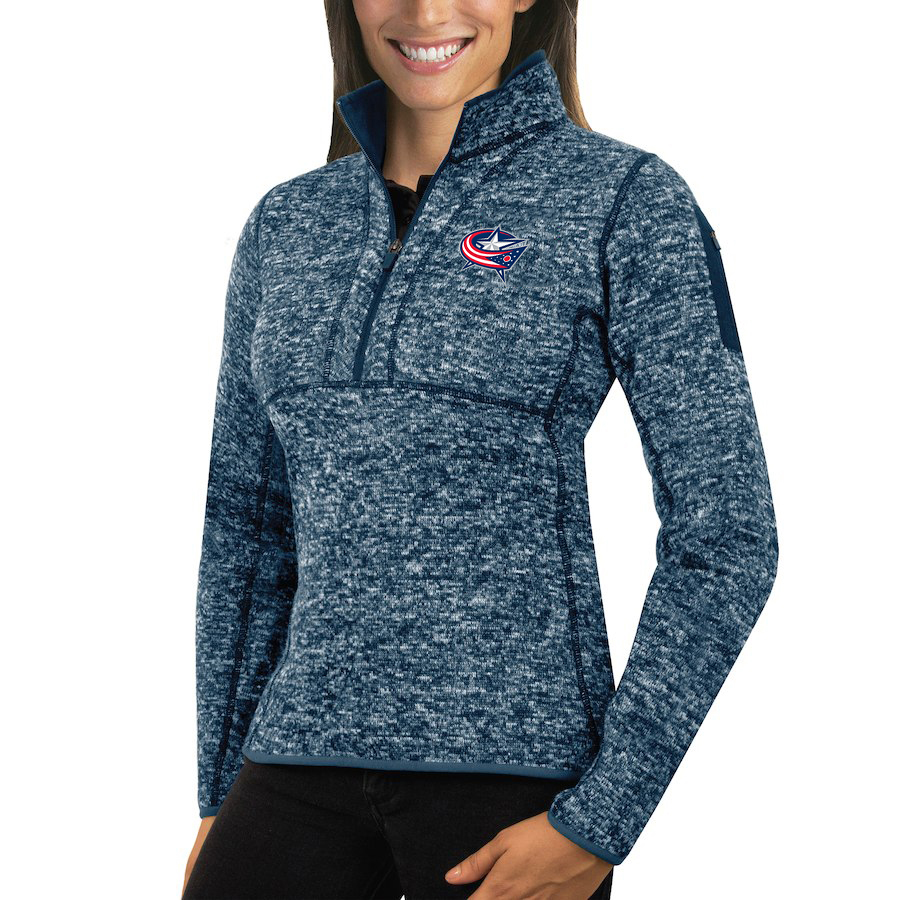 Columbus Blue Jackets Antigua Women's Fortune 1/2-Zip Pullover Sweater Royal